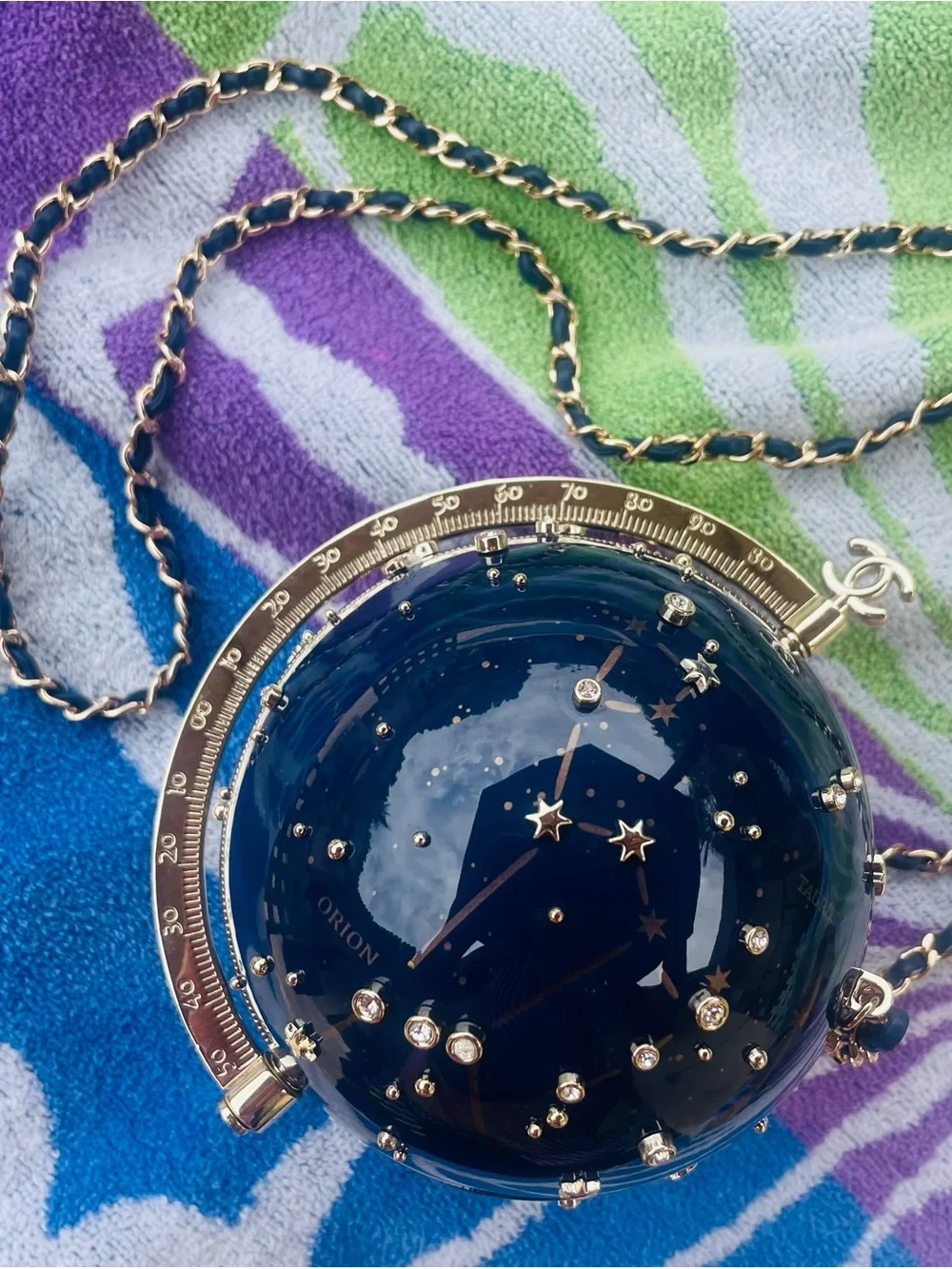 CHANEL Astrology Celestial Globe Minaudiere Evening Gold Bag AUTHENTIC